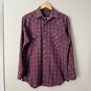 Roper Pearl Snap Long Sleeve Shirt Men Medium Plaid Multicolor Western